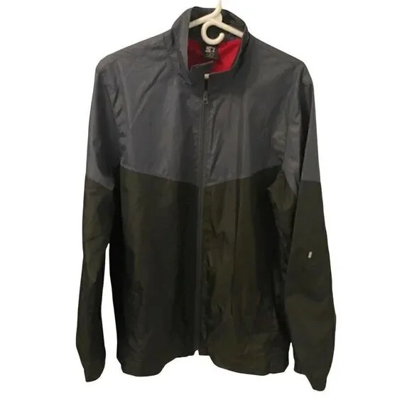Starter Mens Windbreaker Jacket Full Zip Size M Black and Gray Tu Tone - Picture 2 of 10